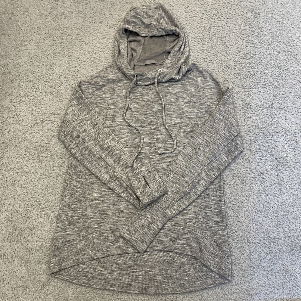 Athleta Studio Rib Hoodie Sweatshirt Womens XXS Gray Modal Stretch Thumbholes